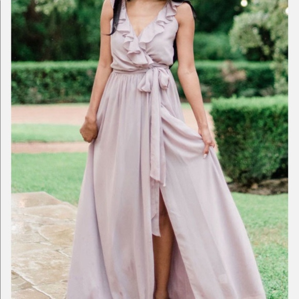 NWT Revelry Valerie Chiffon large MAUVE maxi dress